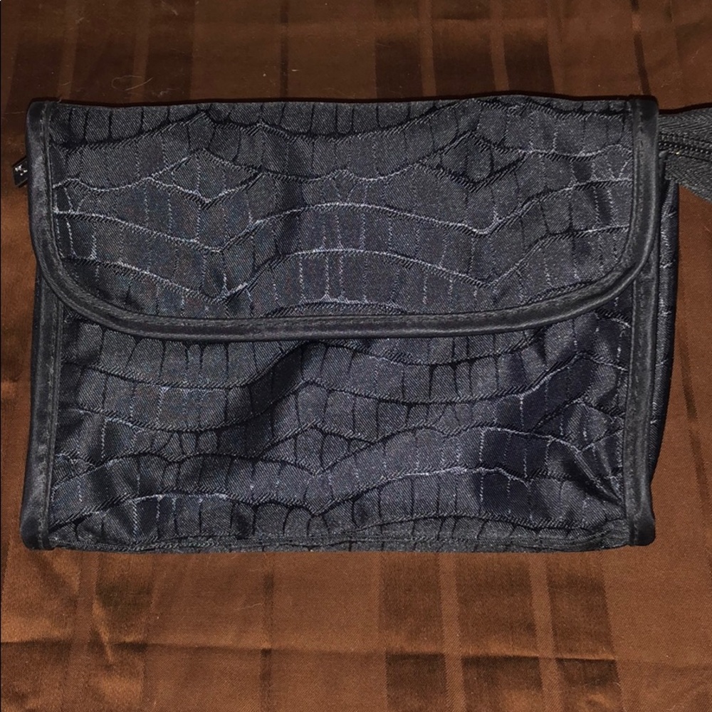 NWOT black fabric Basics Cosmetic Bag